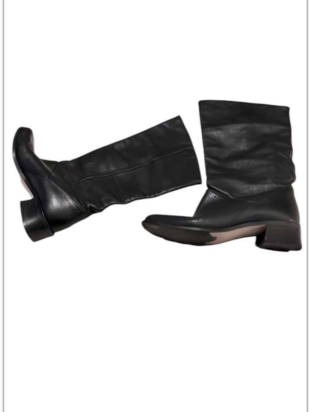 KF Ltd Ellen IV Womens Black Leather Knee high Low Heeled Boots Sz 7.5